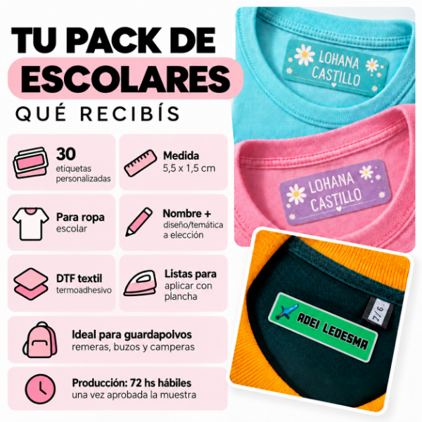 Producto - Etiquetas escolares personalizadas para ropa con nombre x30 - 2