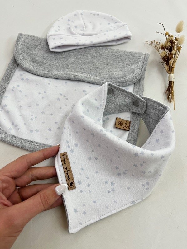 Producto - Set estrellas gris y blanco