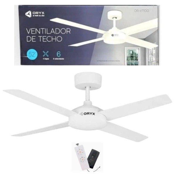 Producto - VENTILADOR TECHO ORYX 52 35W VT100 BK/BCO