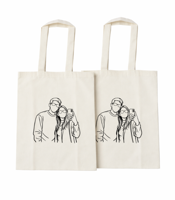 Producto - Tote Bag x2 pareja Love ilustración