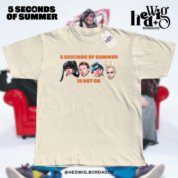 Remera 5SOS is not ok naranja dtf — imagen 3