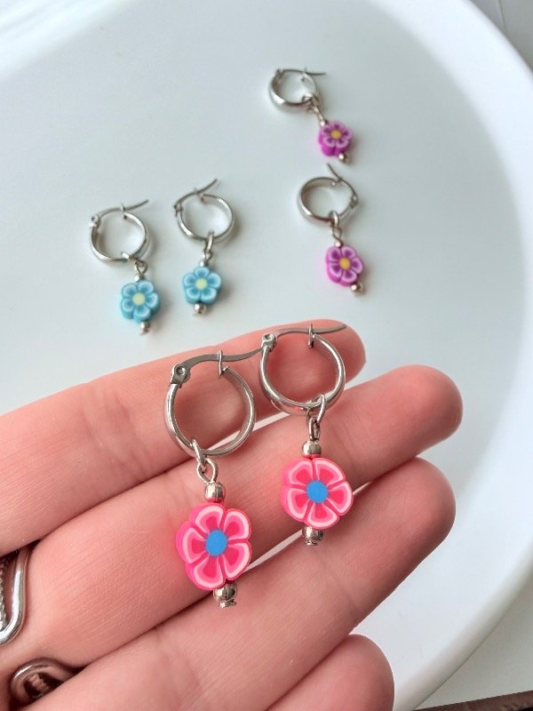 Producto - Aros acero flor fimo