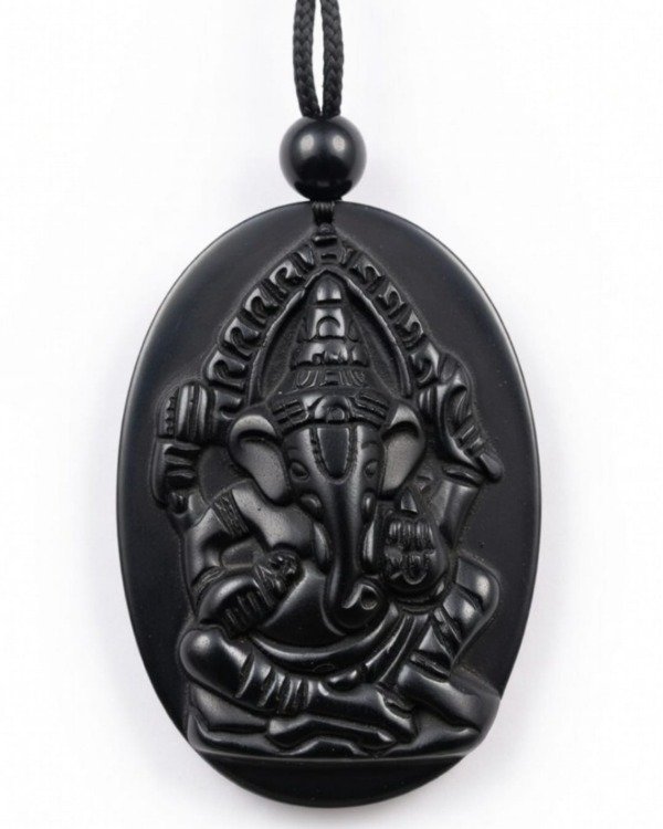 Producto - COLGANTE GANESHA OBSIDIANA NEGRA