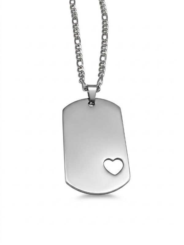 Producto - PLACA ACERO CORAZON CALADO CON CADENA - 1