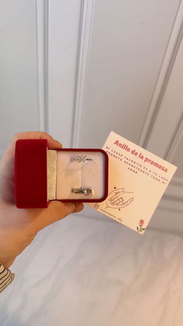Producto - Caja de anillos de la promesa - Alianza y anillo de mariposa cubic - 0