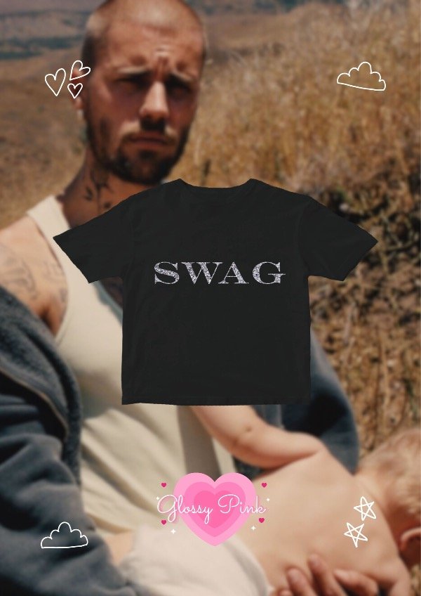 Producto - Baby Tee Swag glitter plateado - VINILO TEXTIL