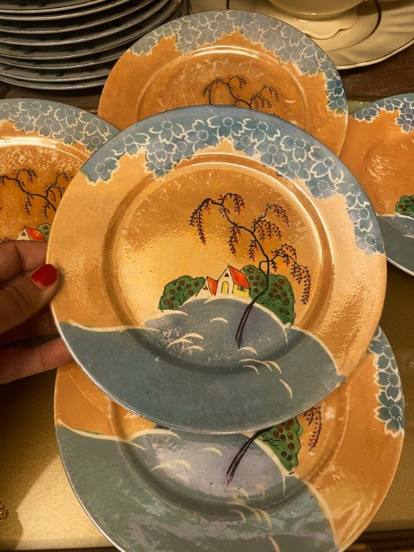 Producto - 5 Platos De Postre Japoneses Pintando A Mano (1 Con Detalle)