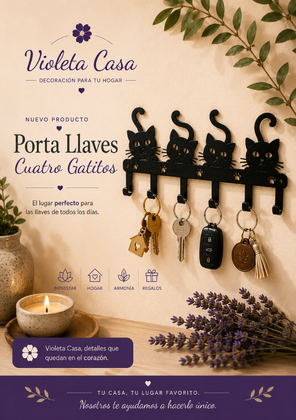 Producto - Porta Llaves Cuatro Gatitos