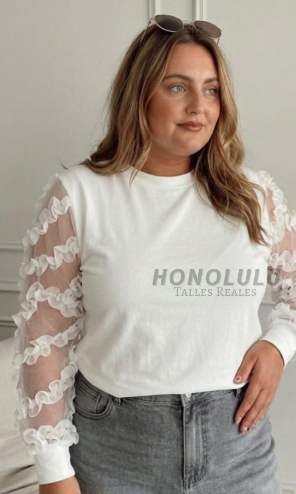 Producto - Remera con Tul mangas largas.
