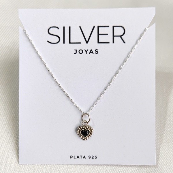 Producto - Cadena + dije corazón bali negro P
