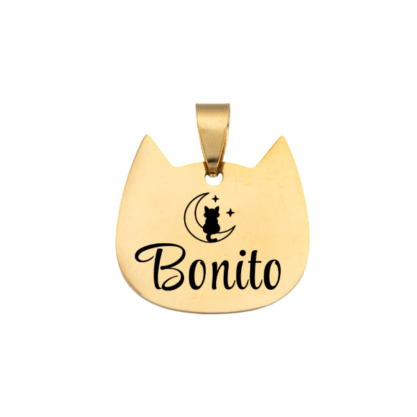 Producto - Chapita Personalizable Gato Dorado - Gato luna - 0