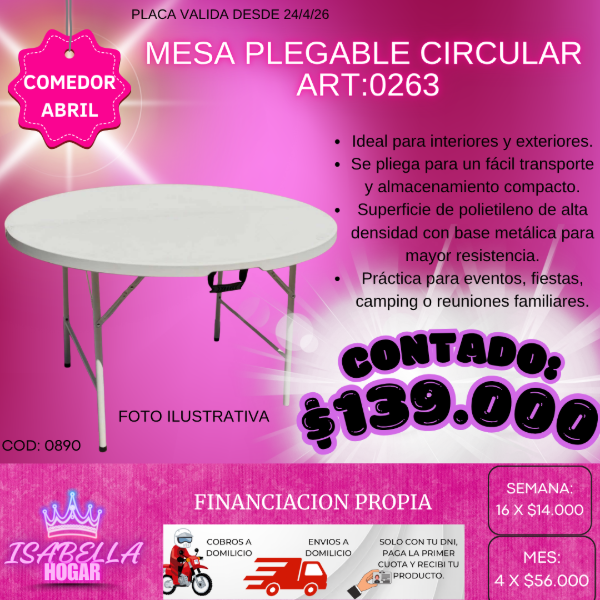 Producto - MESA PLEGABLE CIRCULAR COD:0890