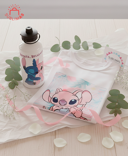 Producto - Combo Remera de modal + termo hoppy de aluminio Stich