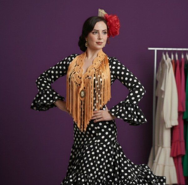 Producto - Tira De Flecos De Seda Para Escote Abanicos Cobre