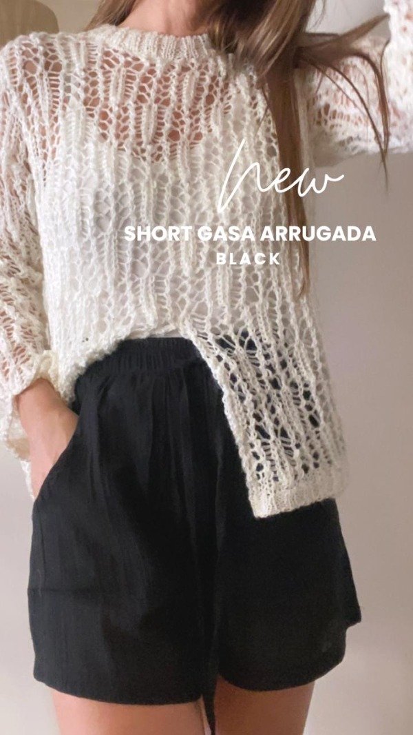 Producto - Short de Gasa Arrugada Black