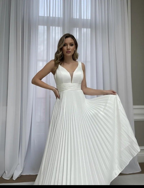 Producto - Vestido Largo Novia Plisado - 1