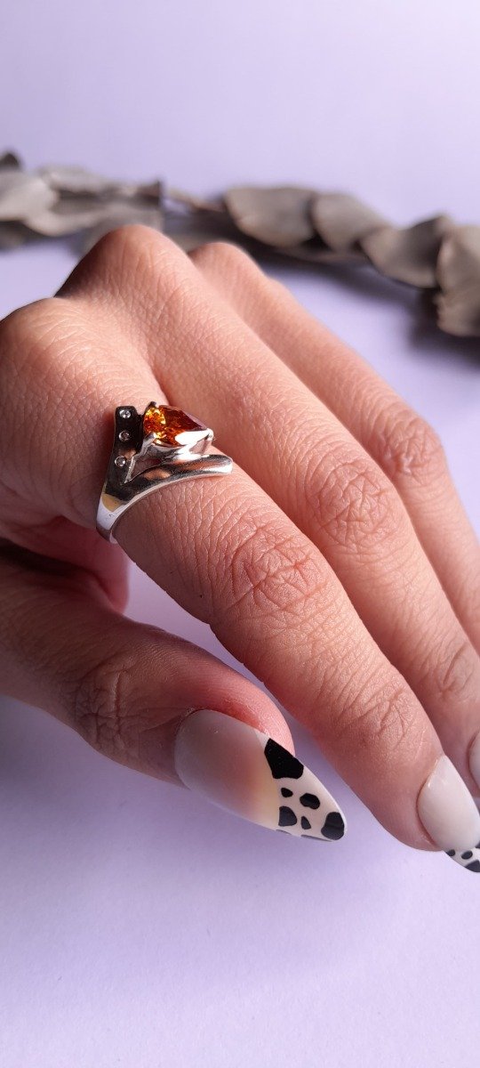 Producto - Anillo plata cubic ámbar