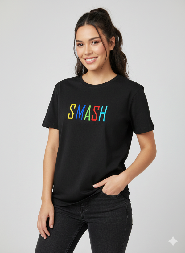 Producto - SMASH Remera algodon negro bordada 4004