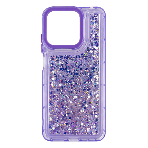 Producto - Funda Transparente Color con Glitter - Violeta - Motorola G15 - Fashion Case