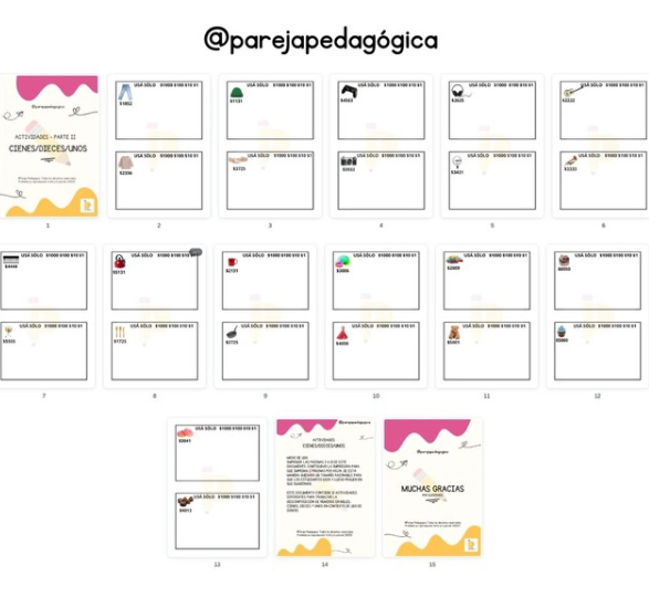 Producto - Actividades con precios y billetes. Sistema monetario. Primaria