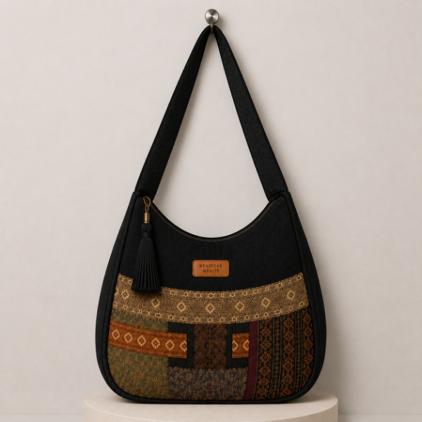 Producto - Morral en Pana con Galones Indios (Negro)