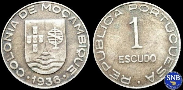 Producto - Mozambique - 1 Escudo (1936) KM #66 [VF-] - Colonia Portuguesa