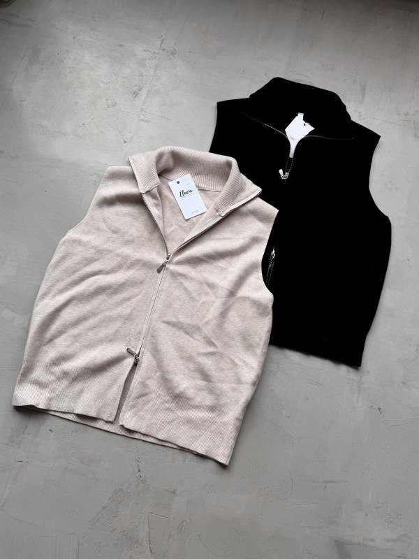 Producto - Chaleco con cierre Londres - Negro y crema