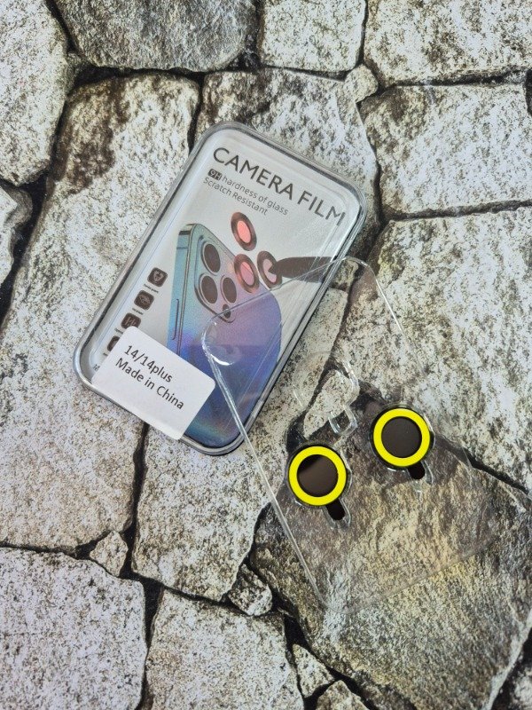 Producto - Protector de cámara brilla oscuridad Iphone 14/14 Plus amarillo