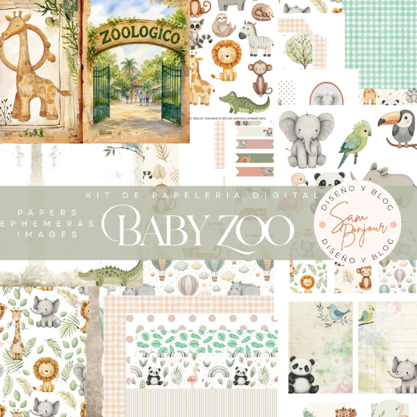 Producto - Archivos Digitales: Kit de papeleria Baby Zoo