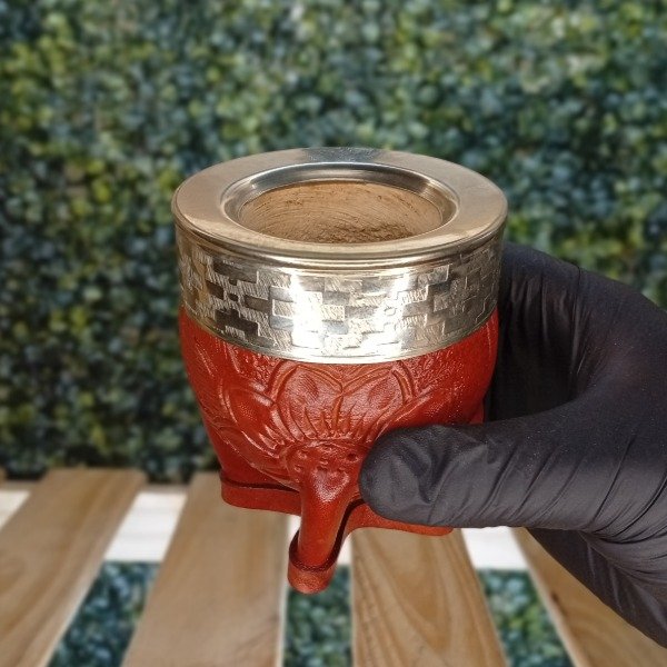 Producto - Mate Imperial Cuero Repujado Virola de Alpaca
