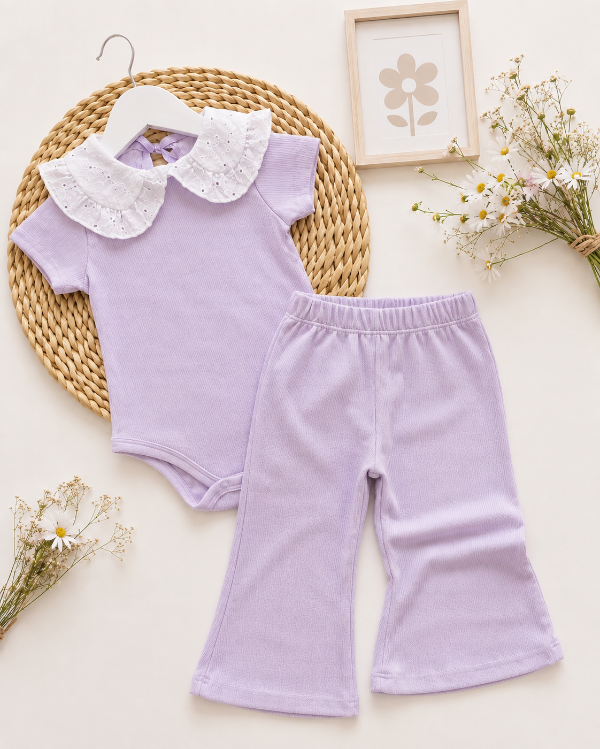 Producto - CONJUNTO BRODERY LILA (BODY + PANTALÓN OXFORD)