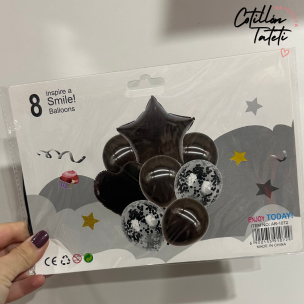 Producto - SET 8 GLOBOS COMBINADOS EN NEGRO