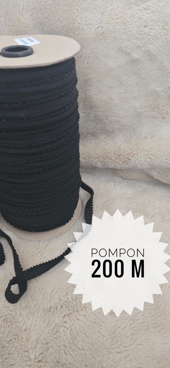 Producto - Fantasia pompón Negro 200 m