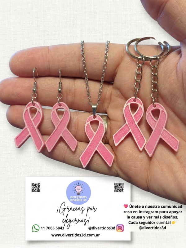 Producto - Llavero Lazo del cáncer de mama reversible