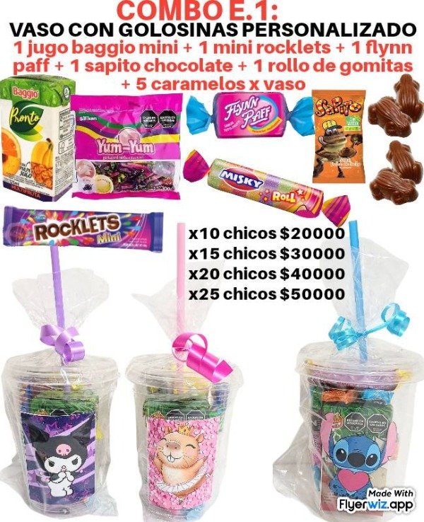 Producto - Combo E.1 vaso con golosinas personalizado