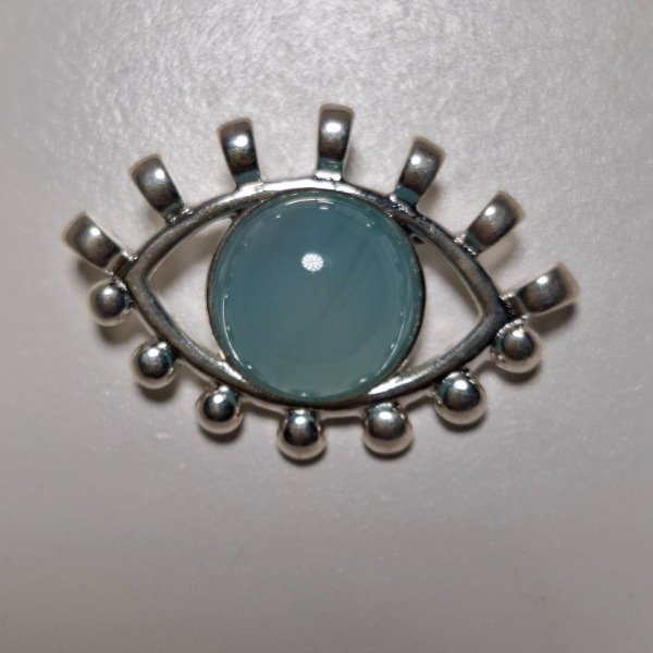 Producto - Ojo turco baño de plata/agata azul cielo