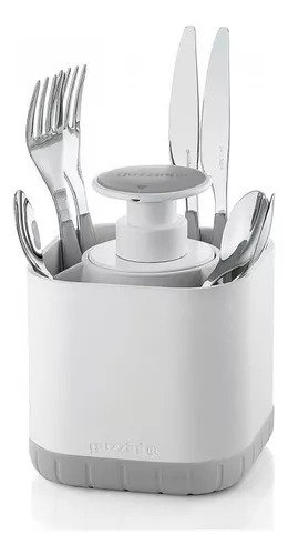 Producto - Escurridor De Cubiertos Guzzini Con Dispenser De Jabon Color Blanco
