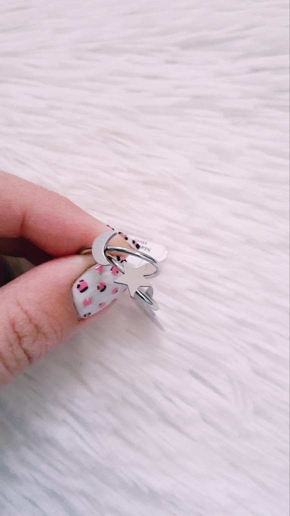 Anillo media luna/estrella acero