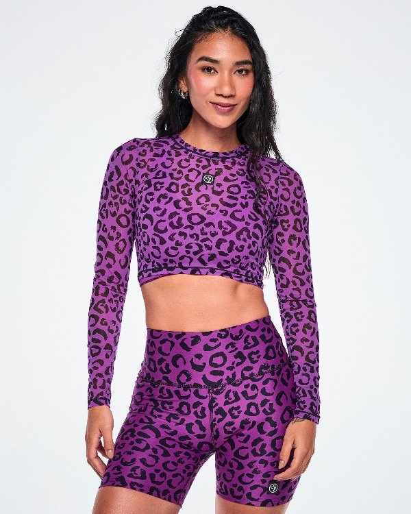 Producto - Ultrabright Long Sleeve Mesh Crop Top - Snakeskin - 0