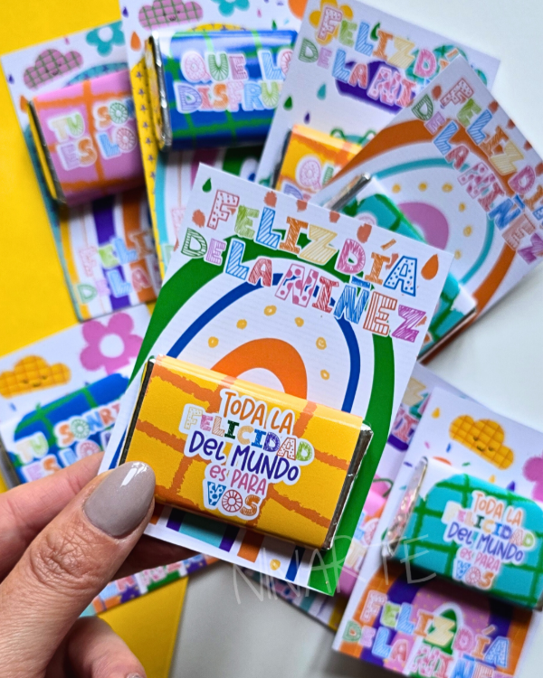 Producto - KIT IMPRIMIBLE PORTA CHOCOLATINES DIA DE LA NIÑEZ DIBUJOS