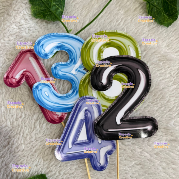 Producto - Números estilo Globo para toppers- Editables.