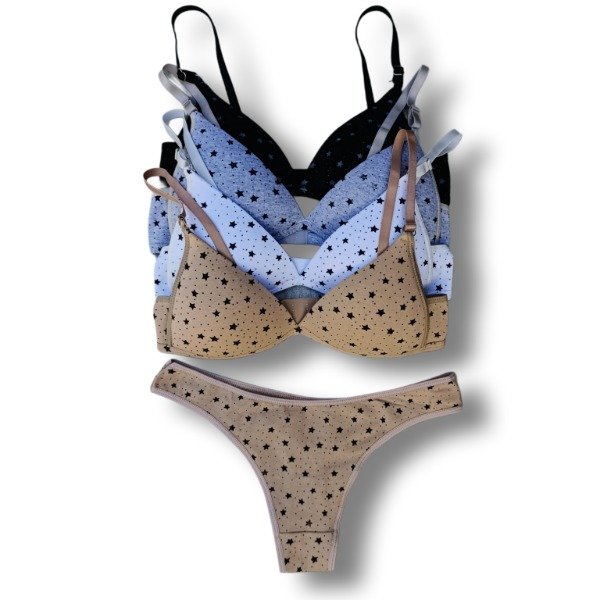 Producto - Conjunto Triángulito Estrellitas Algodón