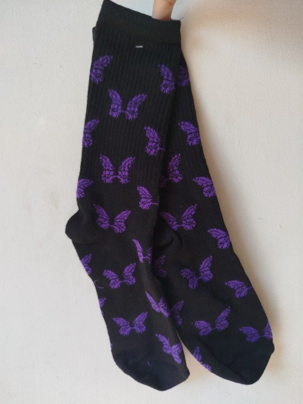 Producto - Medias caña negra mariposas