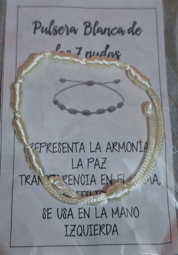 Producto - Pulsera Blanca de los 7 Nudos