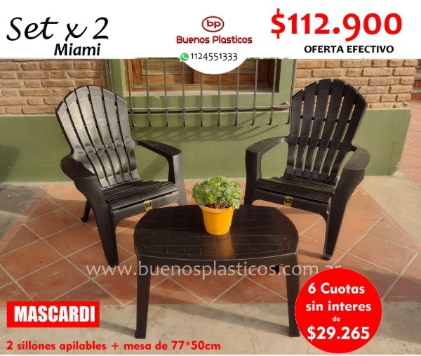 Producto - Set 2 Miami negros + mesa