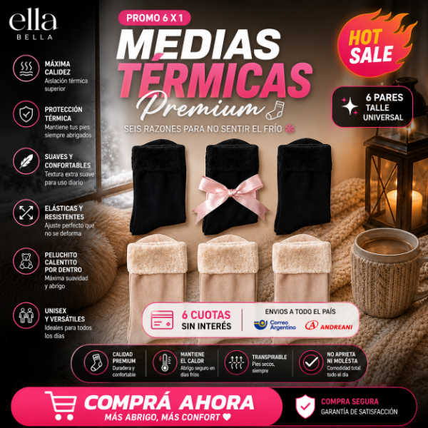 Producto - Promo 6x1 - Medias Térmicas Mujer Premium
