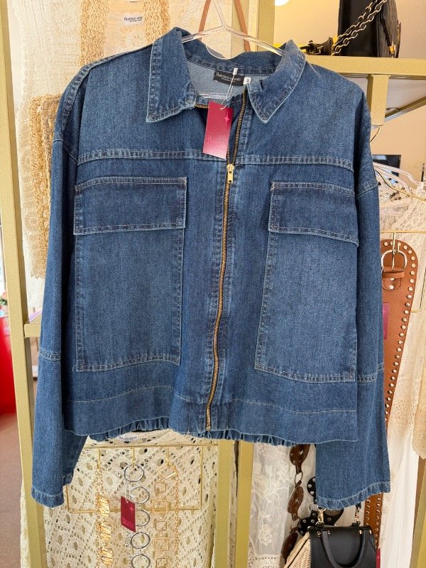 Producto - Campera jean con cierre y elástico