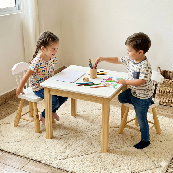 Producto - PROMO DE LA SEMANA - Mesa cuadrada con 2 sillas hindu