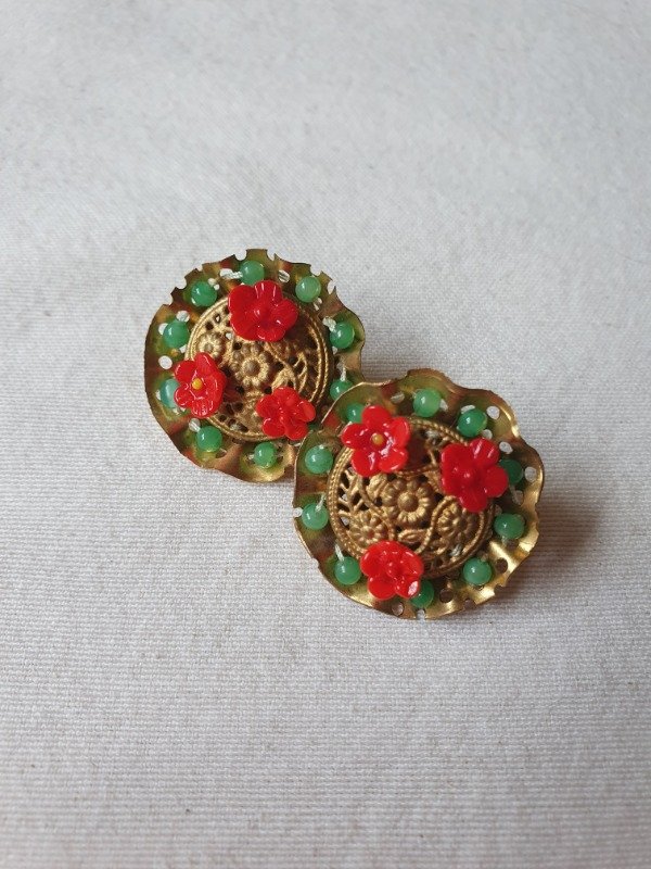 Producto - Aros Clips 40s Jardín de Amapolas