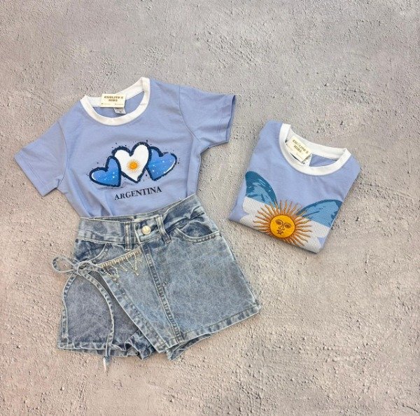 Producto - Remera niña de argentina combinada